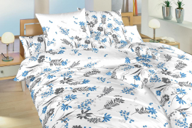 Krepové povlečení - Agáta denim na bílém