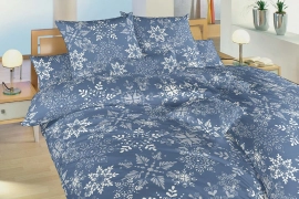 Krepové povlečení - Snowflakes šedomodré