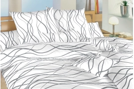 Bavlněné povlečení - vlny tmavěšedé na bílém